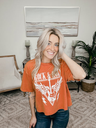 Rock And Roll Graphic Crop Tee