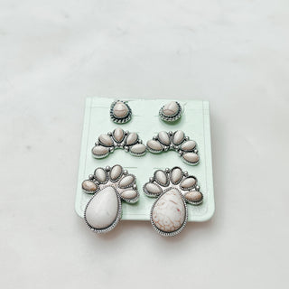 Set of 3 Stone Earrings