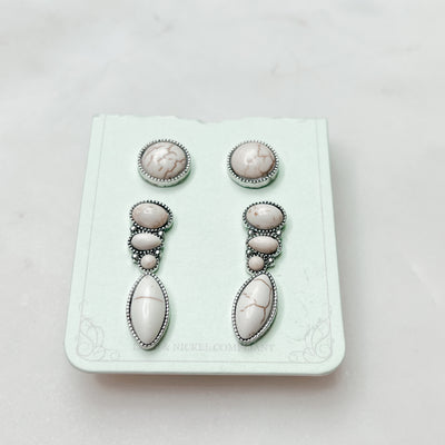 Set of 3 Stone Earrings