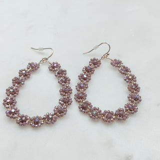 Beaded Flower Teardrop Earrings