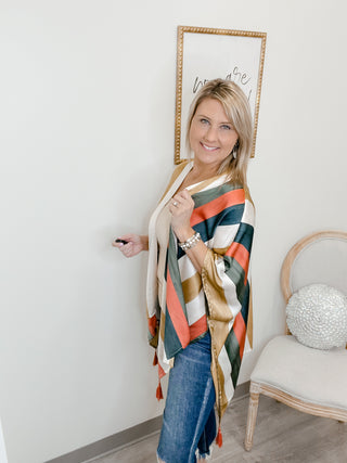 Stripe Visions Satin Kimono