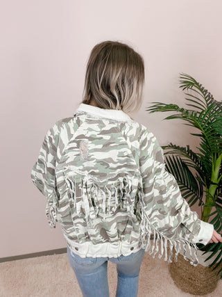 *Final Sale*Camo Fringe Jacket