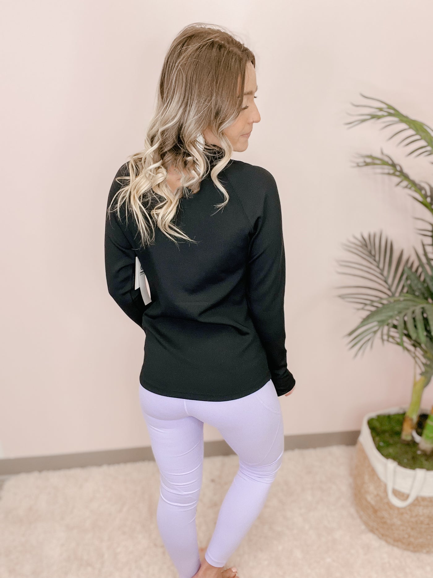 Ribbed Mock Neck Active Top