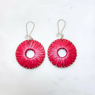 Raffia Wrapped Circle Earrings