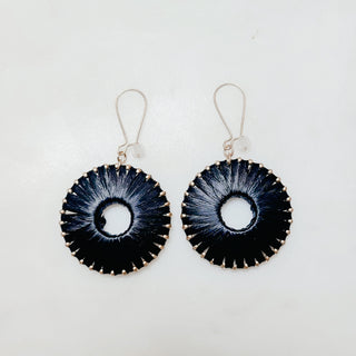 Raffia Wrapped Circle Earrings