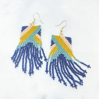 Geometric Fringe Seeded Earring