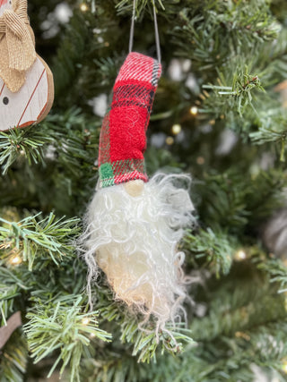 Plaid Santa Gnome Ornament