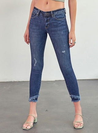 Distressed Mid Rise Skinny