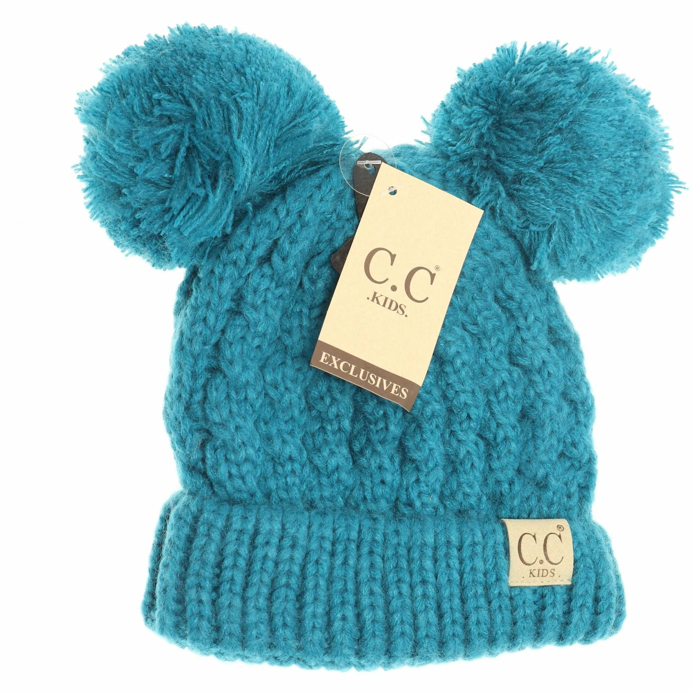 Kids Solid Double Pom Beanies