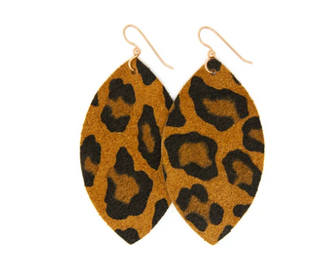 Print Leather Earrings - Large