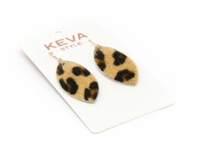 Animal Print Leather Earrings - Small