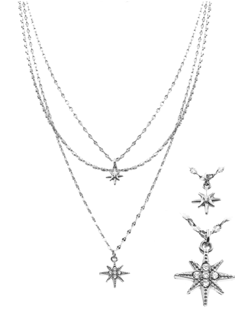 Rhinestone Starburst Layered Necklace