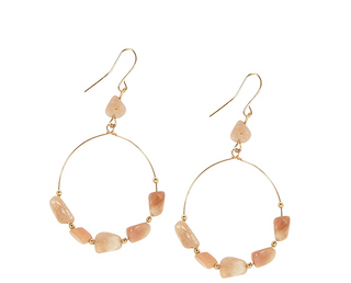 Natural Stone Bead Ring Hoop Earring