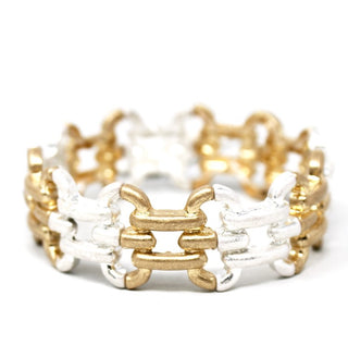 Worn Chain Link Layered Stretch Bracelet