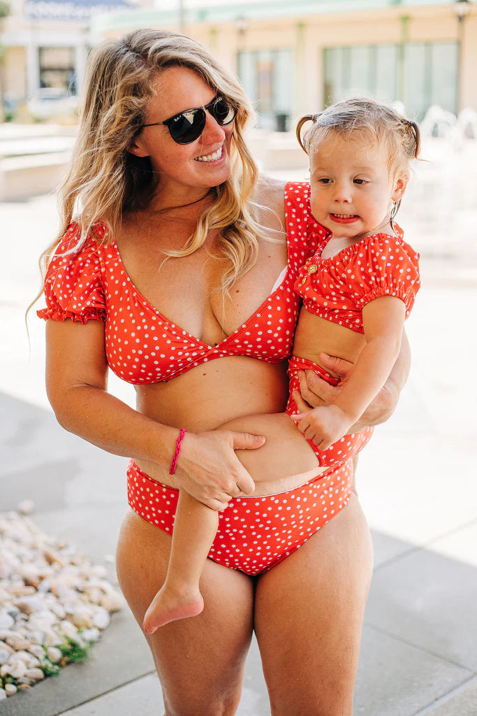 Adult Retro Red Dot Two Piece Swimsuit
