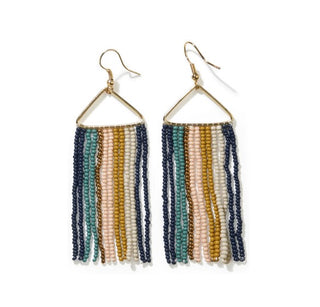 Whitney Chevron & Diagonal Stripe Beaded Fringe Earrings