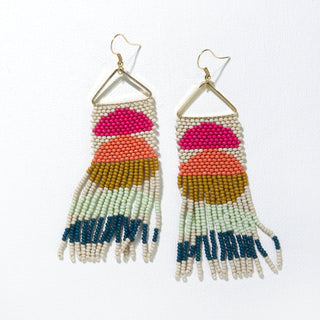 Triangle Seed Bead Fringe Earrings