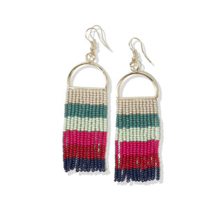 Allison Horizontal Stripe Beaded Fringe Earrings