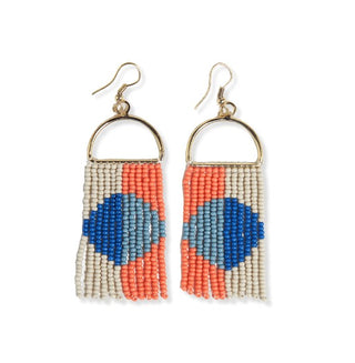 Allison Half Circle Color Block Beaded Fringe Earrings