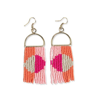 Allison Half Circle Color Block Beaded Fringe Earrings