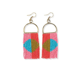 Allison Half Circle Color Block Beaded Fringe Earrings