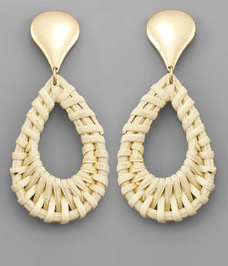 Rattan Teardrop Dangle Earrings