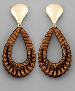 Rattan Teardrop Dangle Earrings