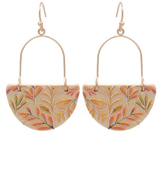 Printed Wood Wedge Earrings