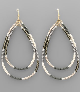 Beaded Double Teardrop Earrings