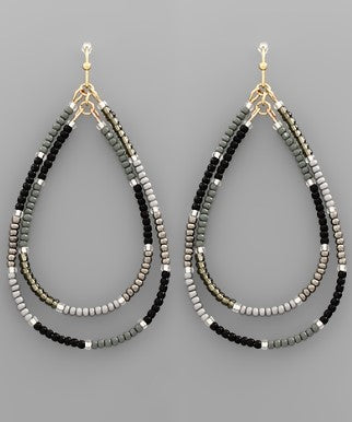 Beaded Double Teardrop Earrings