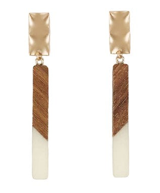 Acrylic & Wood Bar Earrings