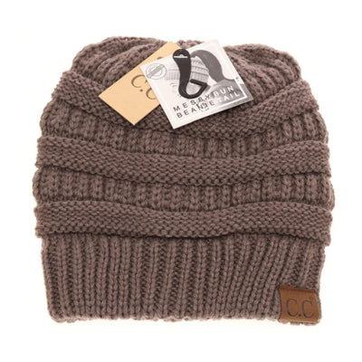 Fuzzy Lined Solid Classic Tail Beanie