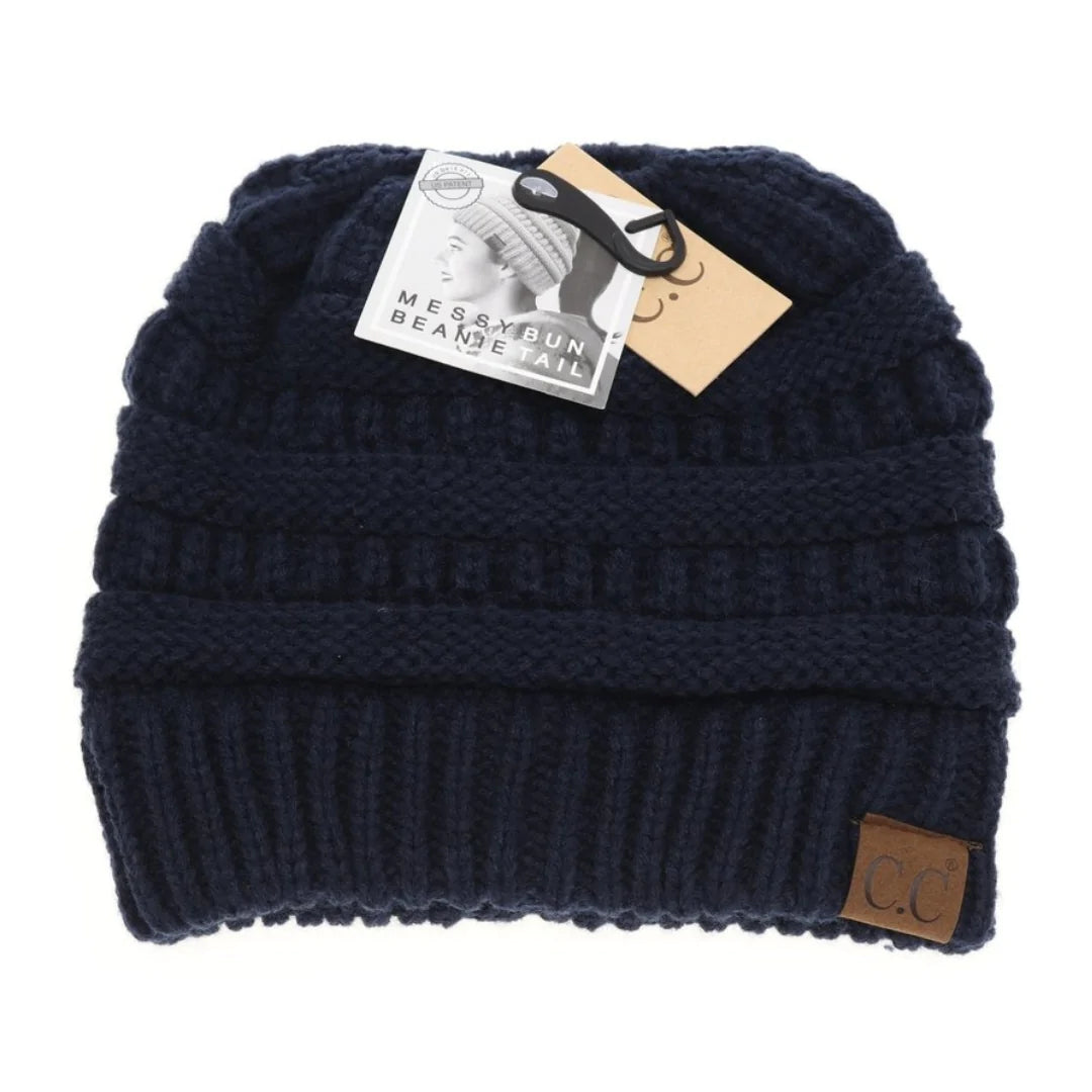 Fuzzy Lined Solid Classic Tail Beanie