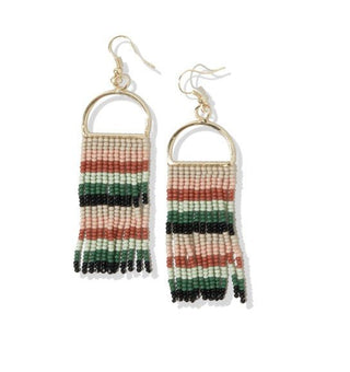 Allison Horizontal Stripe Beaded Fringe Earrings - Bray and Em Boutique