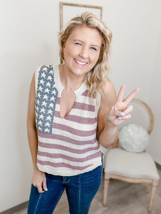 Americana Flag Knit Tank - Bray and Em Boutique