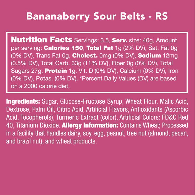 Candy Club Bananaberry Sour Belts