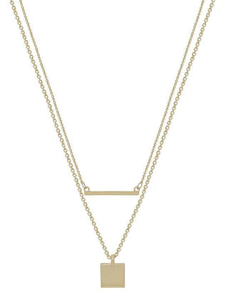 Bar With Square Layered Necklace - Bray and Em Boutique