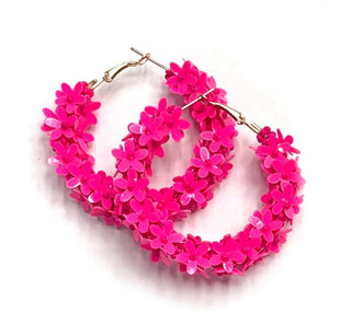 BEADED MINI - FLOWER HOOP EARRINGS - Bray and Em Boutique