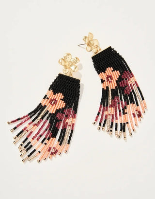 Bitty Bead Earrings Black Floral Stems - Bray and Em Boutique