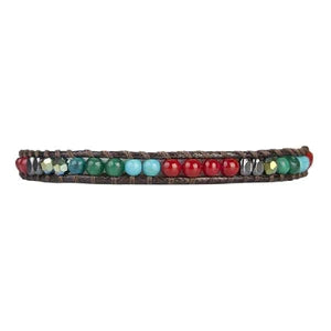 Marquet Celina - Adjustable Stone and Vegan Leather Single Wrap Bracelet