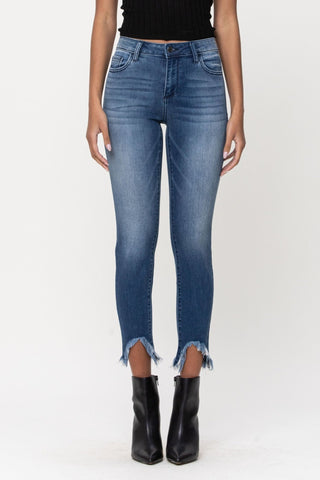 Cello Mid Rise Frayed Hem Crop Skinny - Bray and Em Boutique