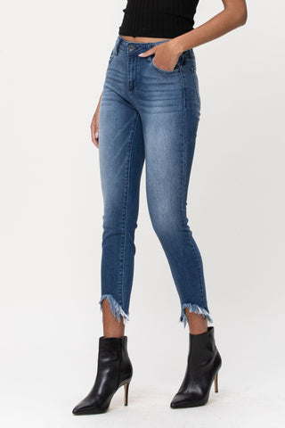 Cello Mid Rise Frayed Hem Crop Skinny - Bray and Em Boutique