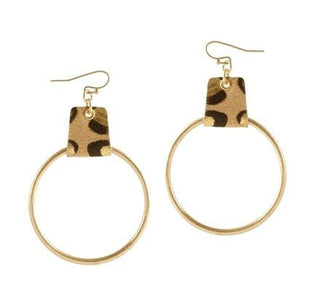 Cheetah Leather Hoop Earrings - Bray and Em Boutique