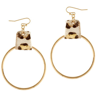 Cheetah Leather Hoop Earrings - Bray and Em Boutique