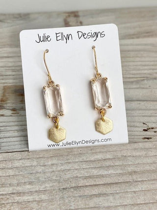 Crystal and Gold Hexagon Earrings - Bray and Em Boutique