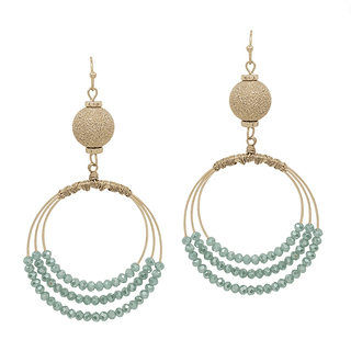 Crystal Triple Beaded Hoop Earrings - Bray and Em Boutique