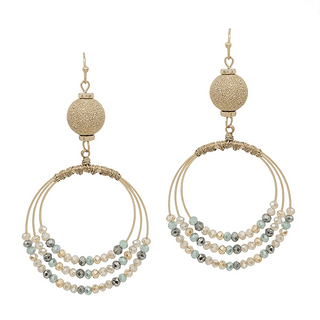 Crystal Triple Beaded Hoop Earrings - Bray and Em Boutique