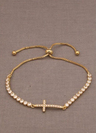 Cubic Zirconia Cross Adjustable Bracelet - Bray and Em Boutique