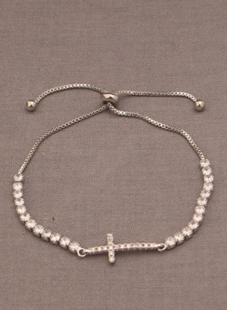 Cubic Zirconia Cross Adjustable Bracelet - Bray and Em Boutique