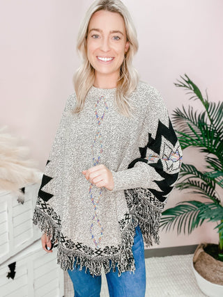 Cuddles In Cali Poncho Sweater - Bray and Em Boutique